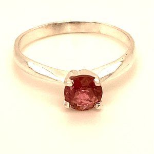 Rubellite .94ct Platinum Finish Solid Silver Ring